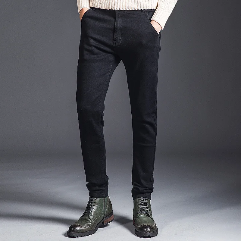 MRMT 2022 Brand Spring and Summer Black Men's Trousers Young Small Straight Barrel Stretch Slim Pants for Male Simple Jeans | Мужская