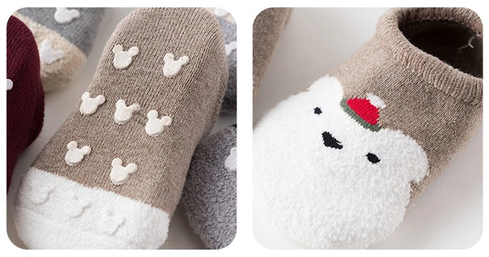 Bebê Deslizamento Meias Menino Menina Algodão Terry Grosso Infantil Inverno Quente Curto Chinelo Meia Criança Impressão Animal Tênis Não 13 High Quality Mamãe e Bebê