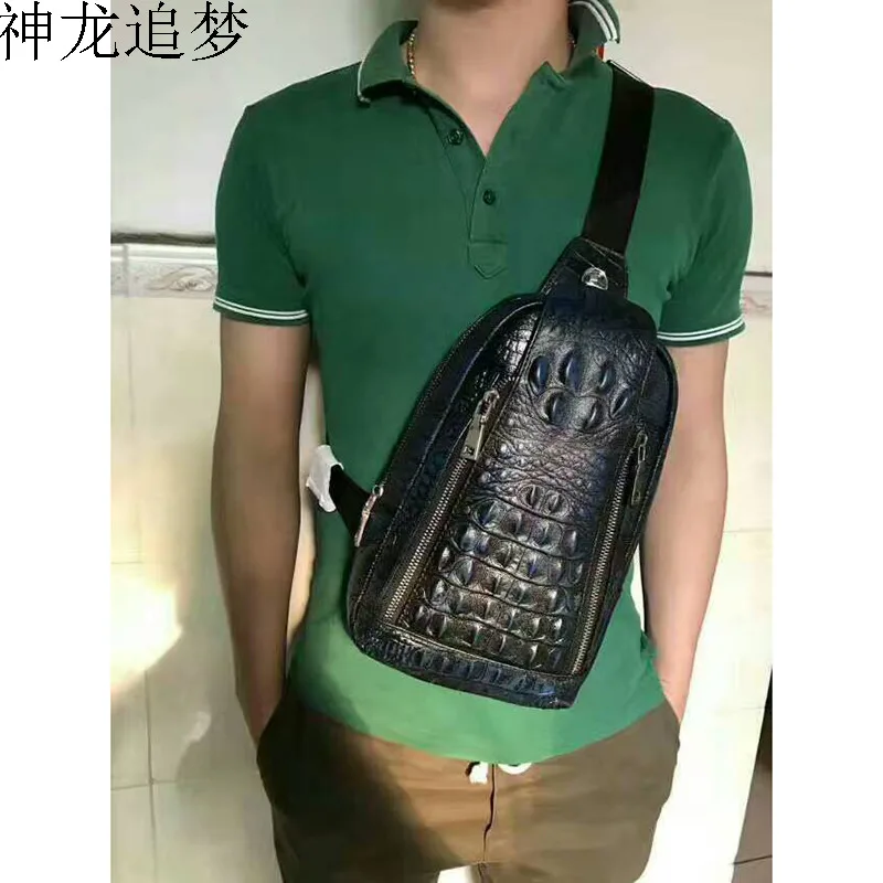 

Crocodile pattern man Chest bags genuine Leather Men Messenger Shoulder Bag Casual Travel Alligator Crossbody Bags Back pack bag