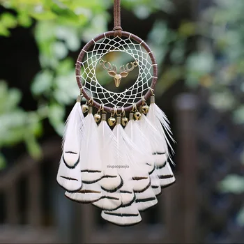 

Indian Dreamcatcher Hanging Decoration Wind Chime Car Indoor Automobile Hanging Ornament Feather GIRL'S xin sen of Energy Captur