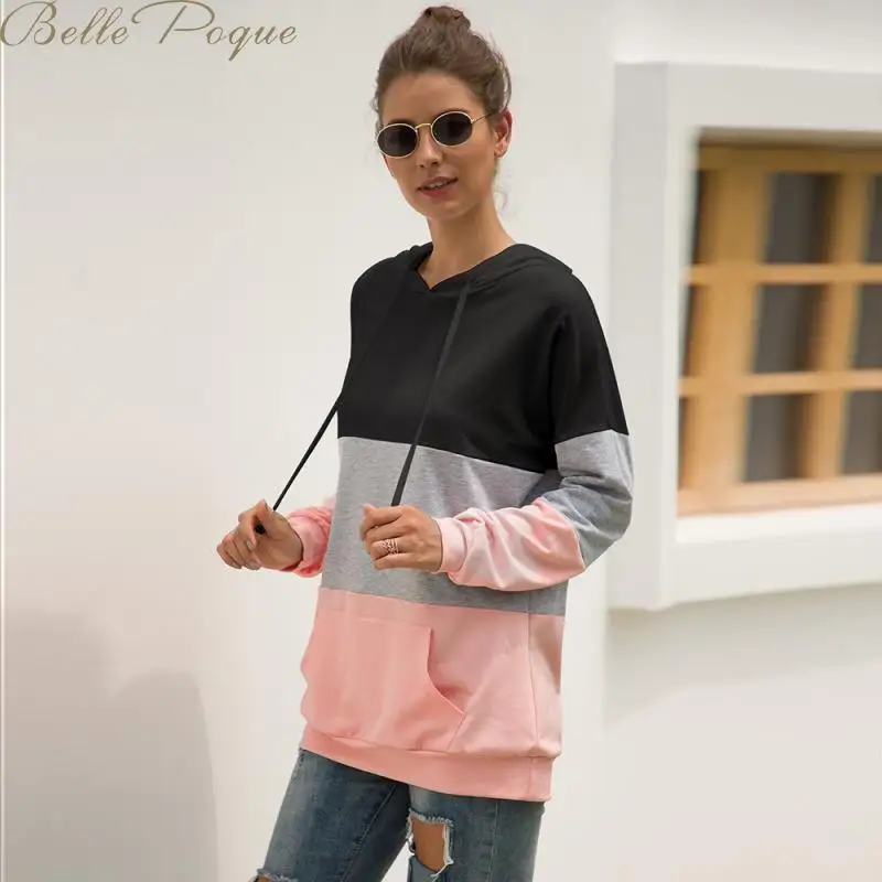 Belle poque осень зима с капюшоном Тедди пуловеры для женщин Лоскутная куртка с длинными рукавами Повседневные школьные флисовые кофты женские