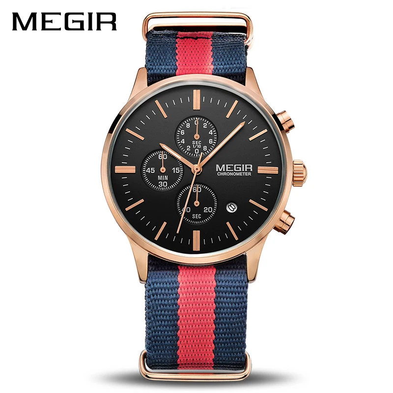 Montre Homme Megir мужские наручные часы с хронографом брендовые Роскошные Кварцевые
