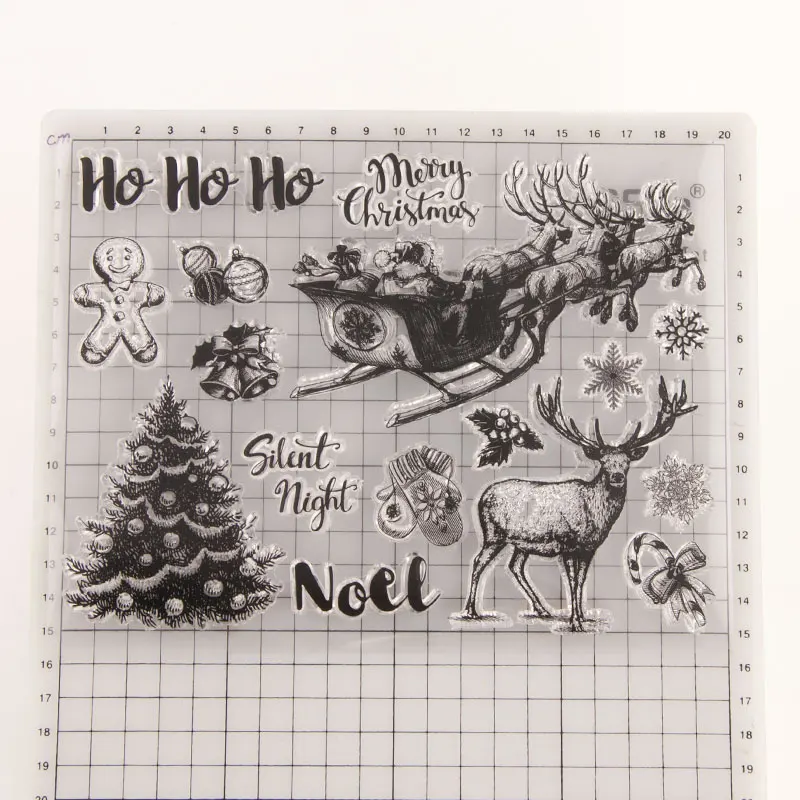 Clear Stamps Merry Christmas Deer sleigh Rubber Stamps Silicone Scrapbooking for Card Making Album Craft Decor Stamps
