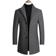 Мужские шерстяные пальто, Тренч, бушлат, весна-зима, однотонный цвет, высокое качество, Мужская шерстяная куртка, роскошная брендовая одежда