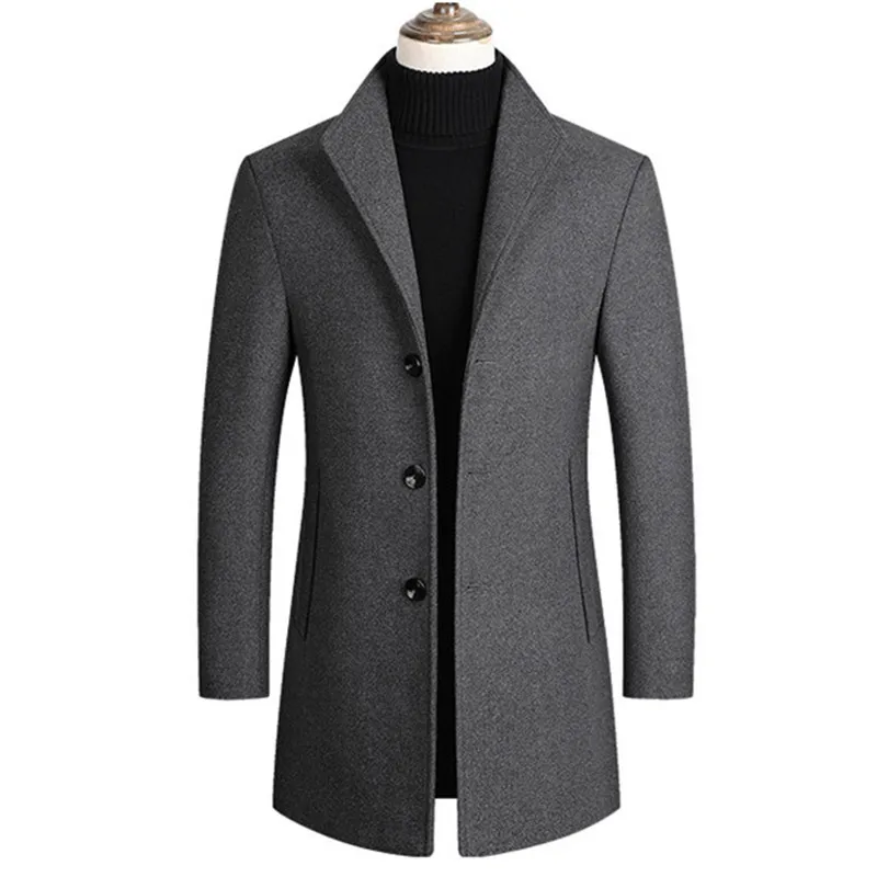 Men Wool Blends Coats Trench Pea Coat 2020 Spring Winter New Solid Color High Quality Men's Wool Jacket Luxurious Brand Clothing Men Wool Blends Coats Trench Pea Coat 2020 Spring Winter New Solid Color High Quality Men's Wool Jacket Luxurious Brand Clothing