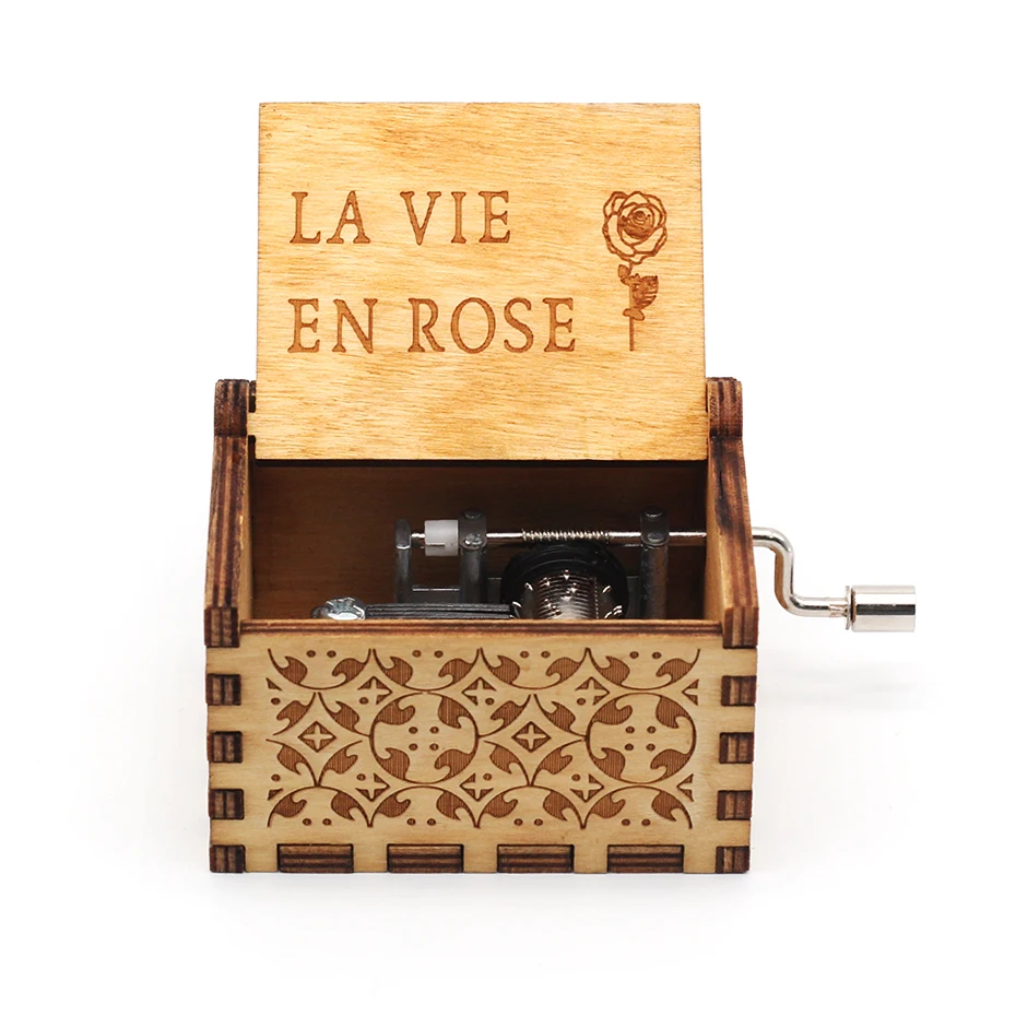 2021Wooden Hand Cranked Music Box You Are My Sun Jurassic Park Theme Song 