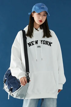 NEW Sweatshirts velvet winter Women s NEW YORK printing Hooded Female 2020 Cotton Thicken Warm