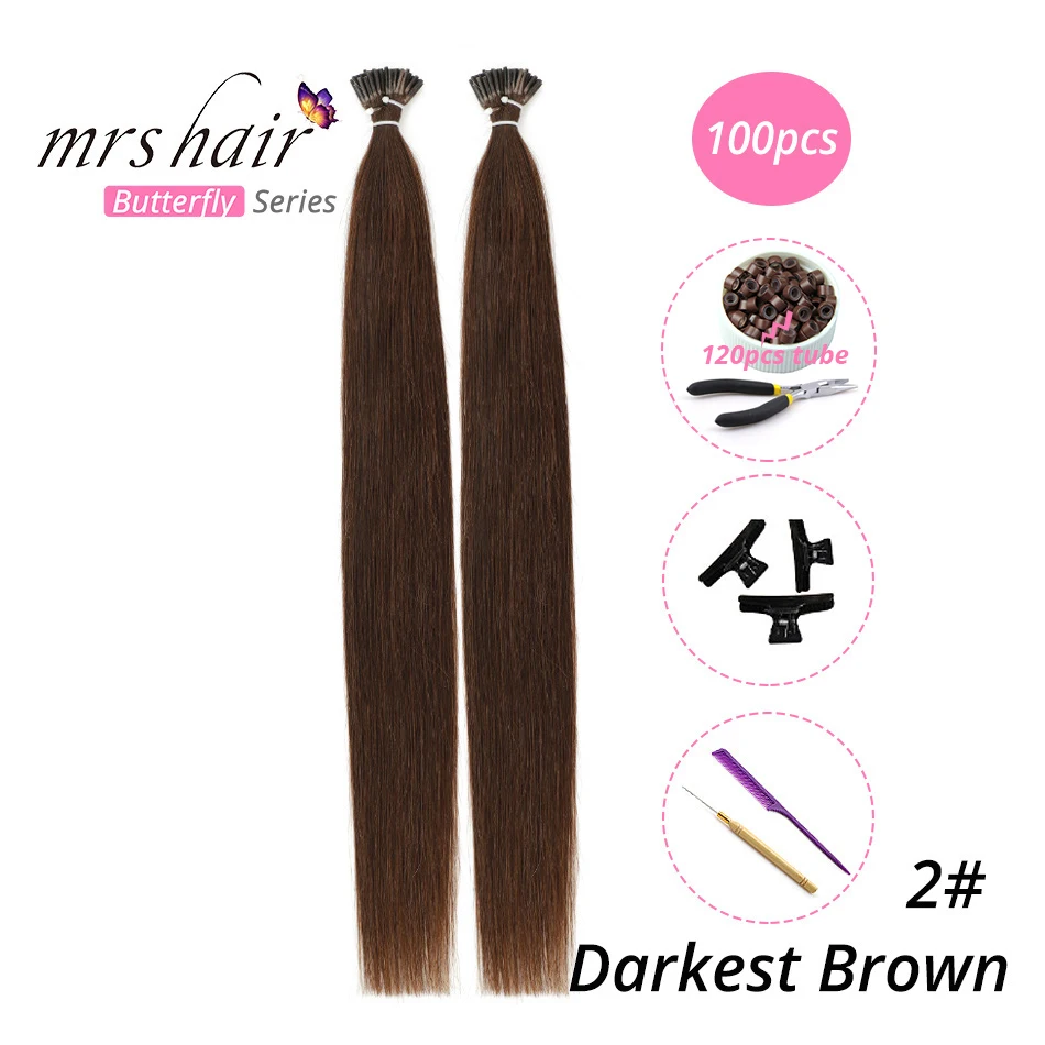 KIT02-100 MRSHAIR, 1 г/шт., 16 дюймов, 20 дюймов, 24 дюйма, Предварительно Связанные волосы для наращивания, I Tip Machine, Remy, прямые человеческие волосы на капсулах, настоящие волосы, 50 шт - Цвет: KIT02-100