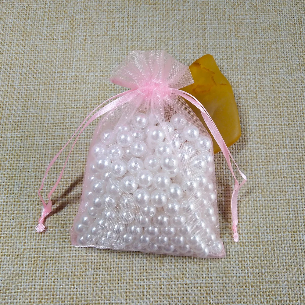 100 шт., 7x9, 9x12, 10x15, 13x18 см, сумки из органзы для упаковки ювелирных изделий, сумки для украшения свадебной вечеринки, сумки для подарков, 24 цвета - Цвет: Pink