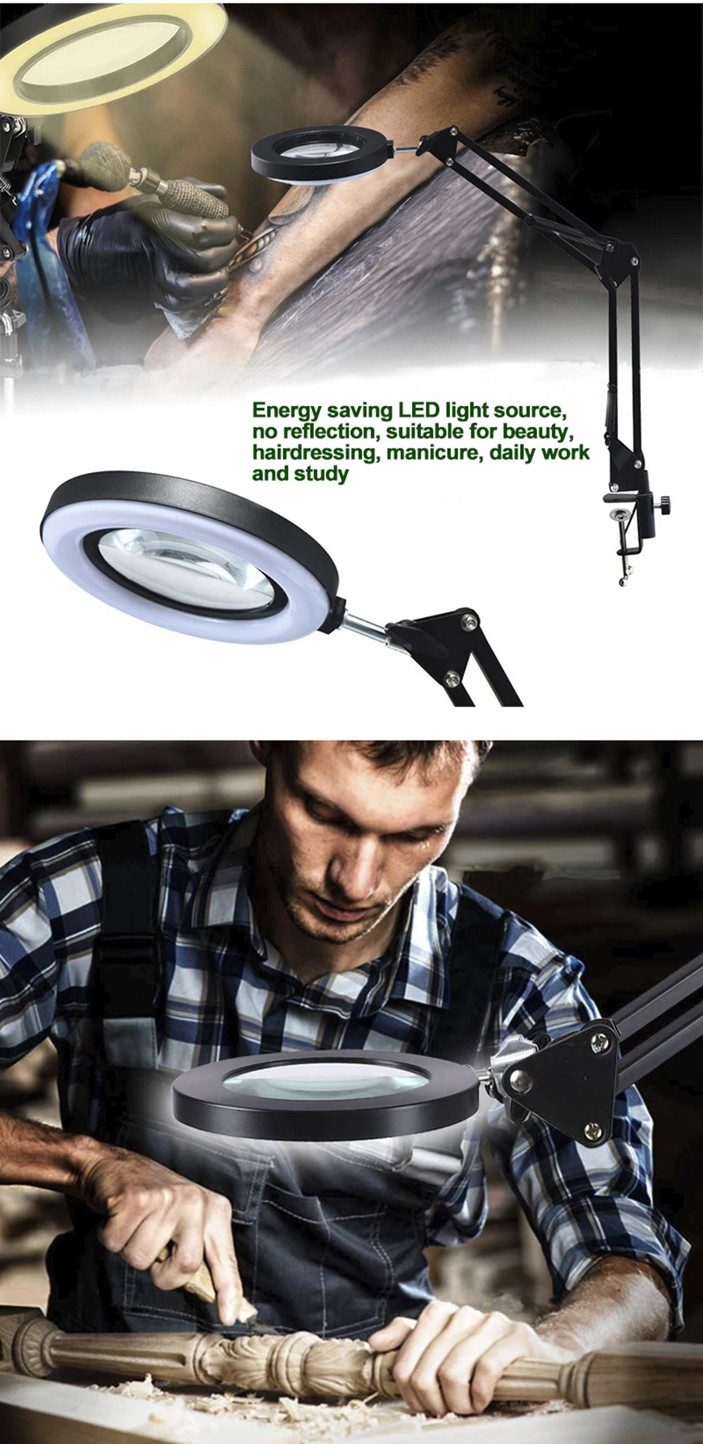 LOUPE,Black 33155CGrande loupe de Table en métal de 155MM