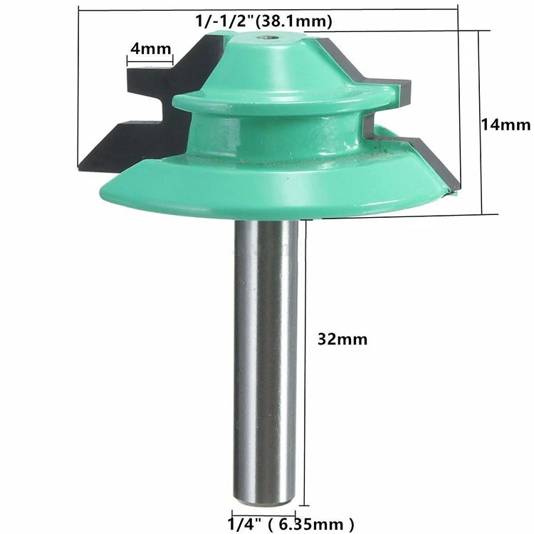 Free shipping 1PC Small Lock Miter Router Bit Anti-kickback 45 Degree 1/4 6.35mm Inch Stock Shank Tenon Cutter for Woodworking