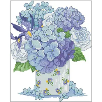

Blue hydrangea patterns Counted Cross Stitch 11CT 14CT 18CT DIY Cross Stitch Kit Embroidery Needlework Sets home decor