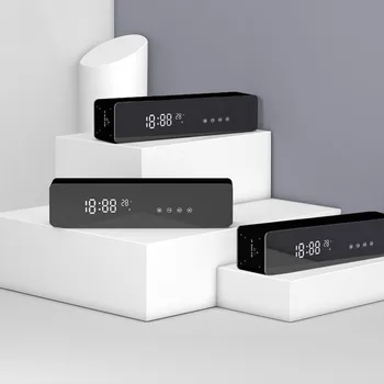

Wireless Bluetooth Speaker Alarm Clock Snooze Temperature Overweight Subwoofer LED Digital Dual Alarm Mirror Music Player