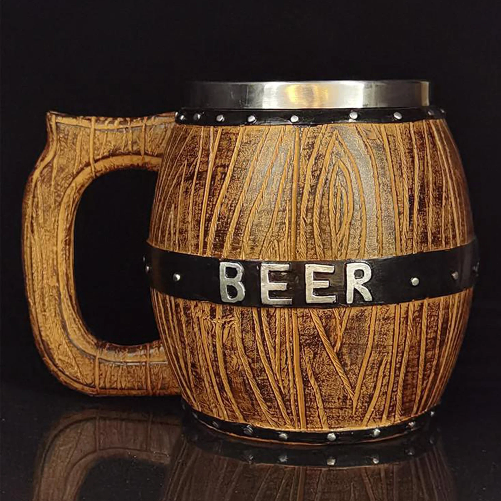 580ml Wooden Barrel Beer Mug Bucket Shaped Drinkware Cocktail Mug
