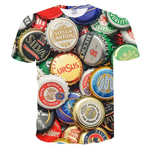 Забавные футболки лето мужская одежда бренд o-образным вырезом часы куртка пиво с коротким рукавом 3d футболка цифровая печать футболка большой - Цвет: TX-241