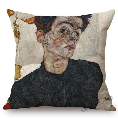 Австрия абстрактный экспрессиоизм искусство Эгон Schiele Обнаженная девушка сексуальное искусство Автопортрет картина маслом наволочки для диванной подушки наволочка