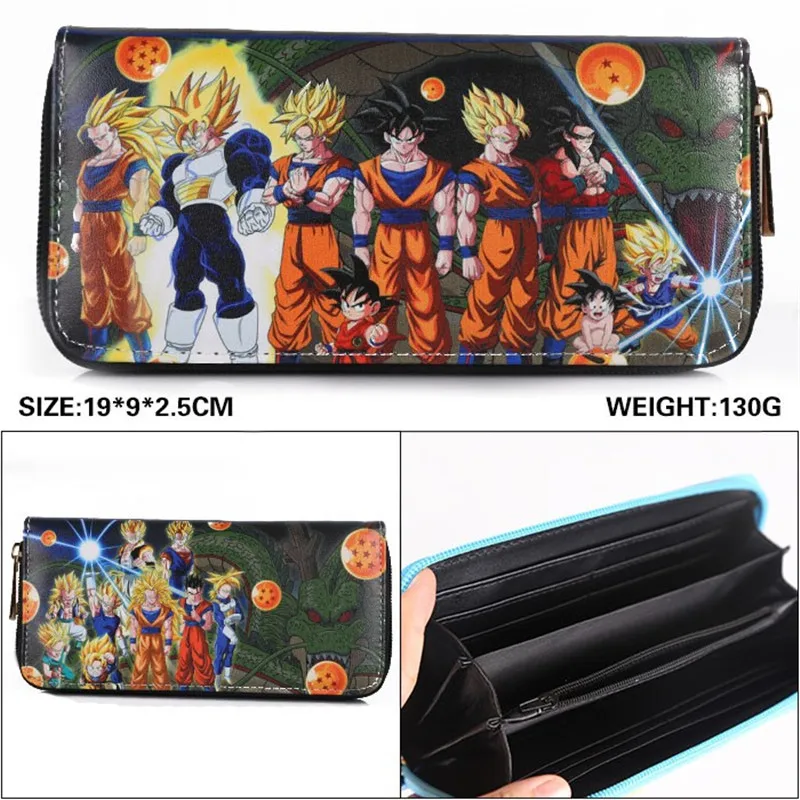 L Аниме Dragon Ball Z PU кошелек Супер Saiyan Goku мультфильм молния кожа держатели карт слои кошельки для мальчиков и девочек монета печати сумки - Цвет: L