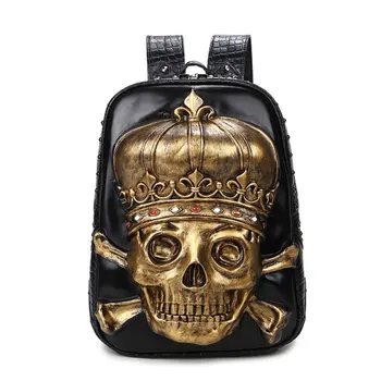 

Creative PU Backpack Women's 3D Silica Gel Cool Skull Computer Bag Outdoor Travel Waterproof Rucksack Men's Wholesale