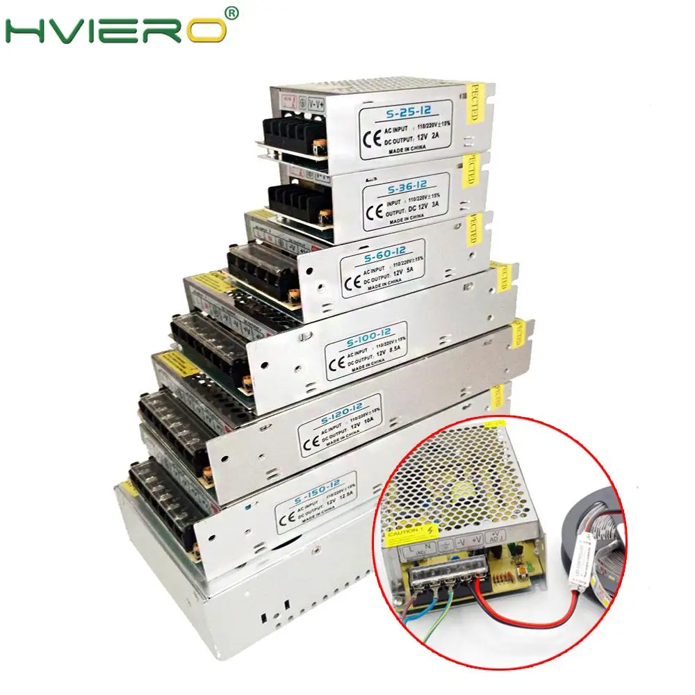 AC 110V-240V DC/DC 12V 1-30A драйвер конвертер светодиодный трансформатор Питание
