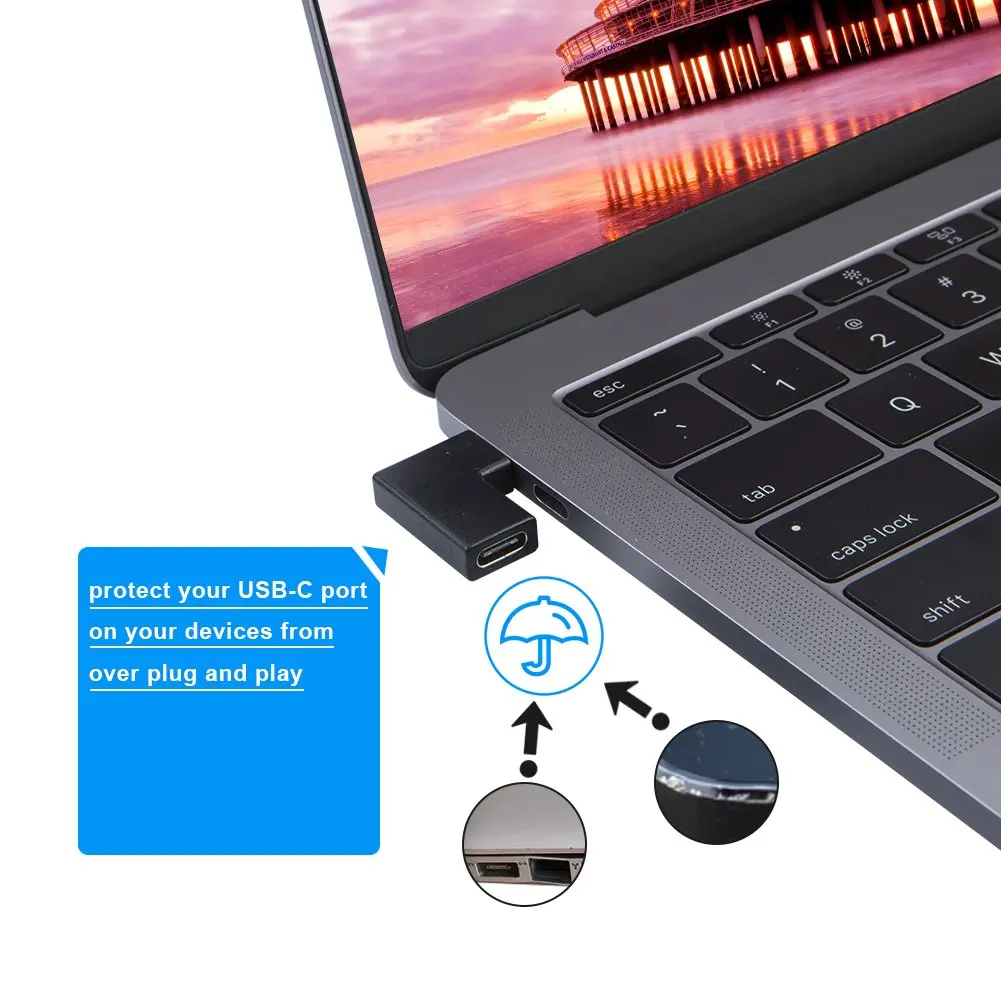 USB C адаптер «Папа-мама», правый и левый Угловой 90 градусов USB 3,1 type C папа-мама удлинитель(3A/10G
