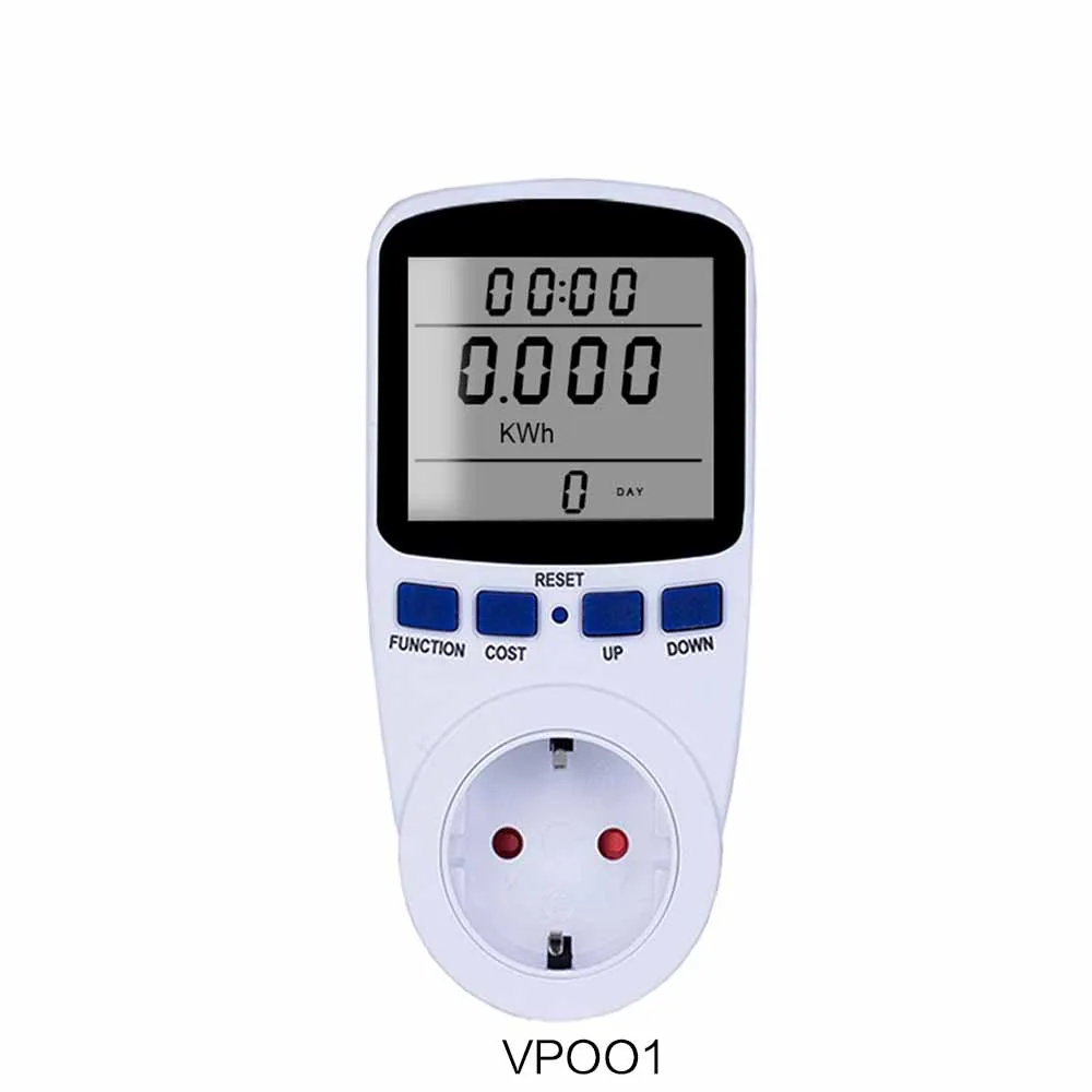 VP1002 Европейский цифровой счетчик энергии 220 В ваттметр VP002 с подсветкой электронный измеритель мощности запись Вольт Напряжение розетка метр - Цвет: VP1002