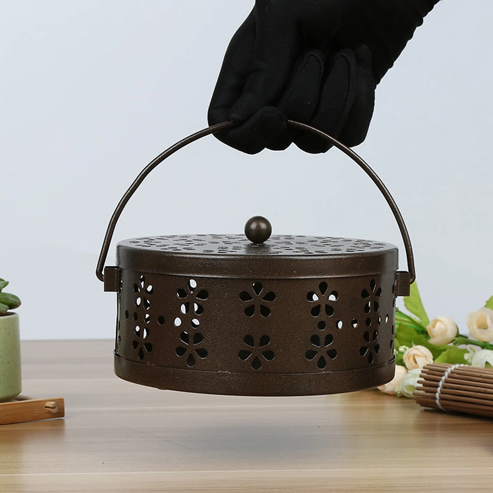 Mosquito Coil Holder Anti Scald Metal Garden Rack Durable Home Incense Burner Hollowed With Handle Practical Case Classical