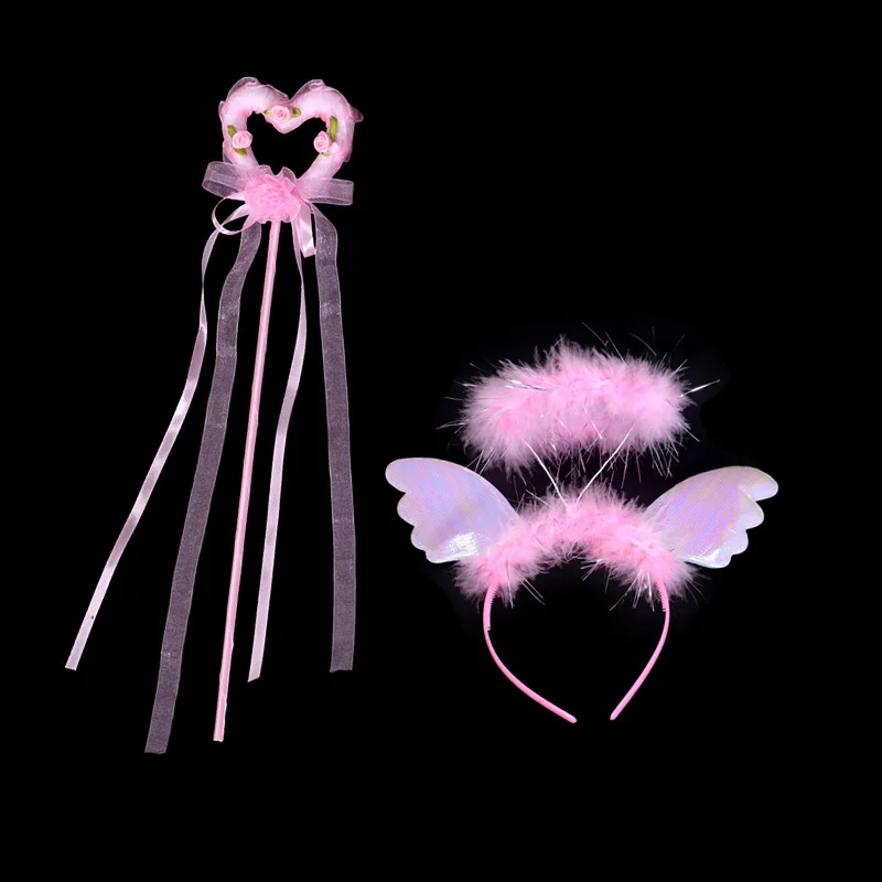 

Kid Fashion Heart-shaped Fairy Wand Stick Halo Hairband Headband Headdress Garland For Party Costume Decoration Easter