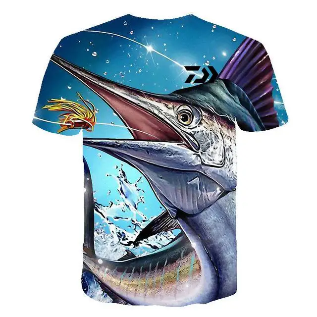 New T Shirt Summer Man Short Sleeve Fishing Clothing Outdoor Sport Breathable Fishing Clothes Men Beach Printed T-shirt Top - Color: A