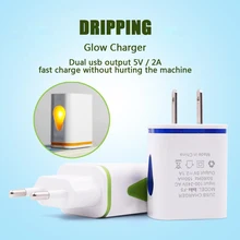 2USB зарядное устройство 2.1A мобильный телефон планшет путешествия компактный портативный быстрая зарядка Зарядка голова США ЕС штекер водонепроницаемый светодиодный зарядное устройство