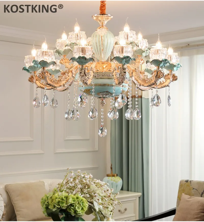 Роскошные современные люстры Candelabra Витражная Лампа Тень Цветочная люстра
