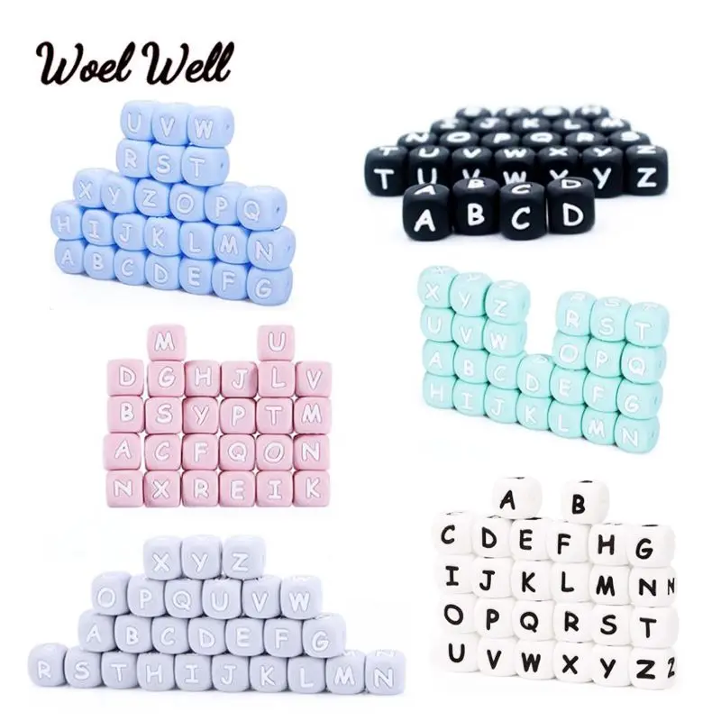100pcs Russian Letter Beads 12mm Alphabet Silicone Beads Bpa Free Baby Teething Toys English Food Grade Silicone Name Diy Gift Baby Teethers Aliexpress
