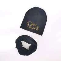 goldren letter printed Baby Hats scarf set for Girls Kids Hat Baby Boy Hat Cotton Children Scarf Collar Infant kids scarf 4