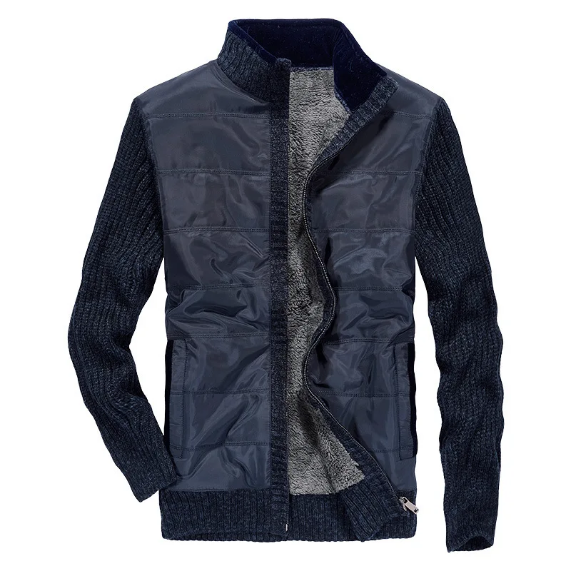 Men'S Wear Autumn And Winter Knitted Cardigan Sweater Men plus Velvet Thick-Jacket Youth MEN'S Cardigan Yarn Coat yi inflooring