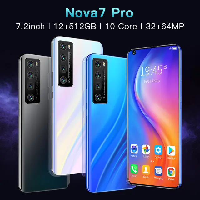 Newest NOVA7 PRO Smartphone 7.2 Inch HD Large Screen Smart Phone 5000mAh 512G ROM Mpbile Phone Global Unlocked Dual Sim Phone 2