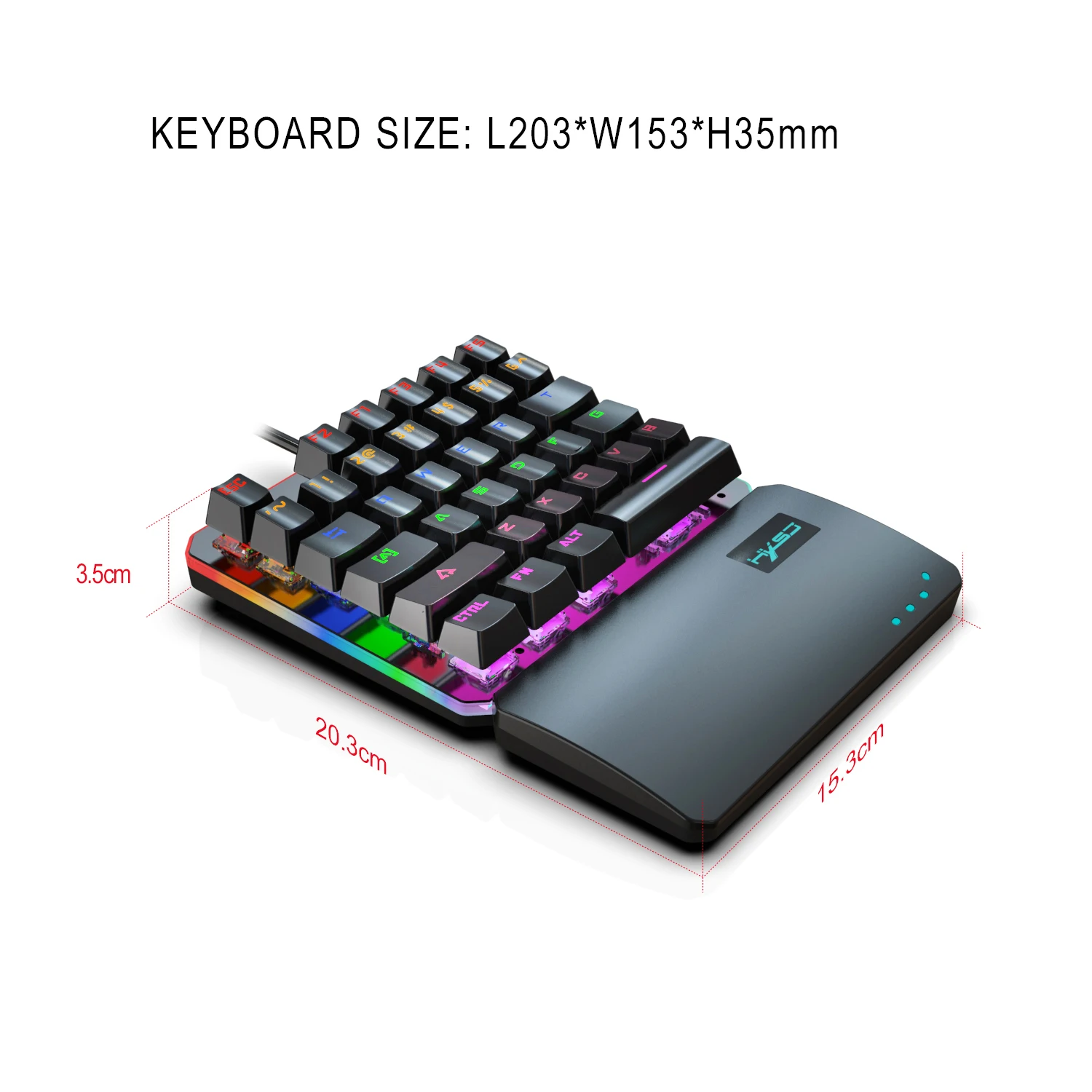 1,6 м Проводная игровая клавиатура 35 клавиш с одной рукой RGB подсветка английская геймерская клавиатура