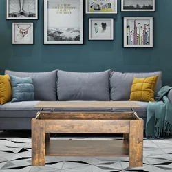 Mesa de centro con almacenamiento oculto, 2 Estantes abiertos, escritorios funcionales para té, sala de estar, recepción, oficina, muebles para el hogar