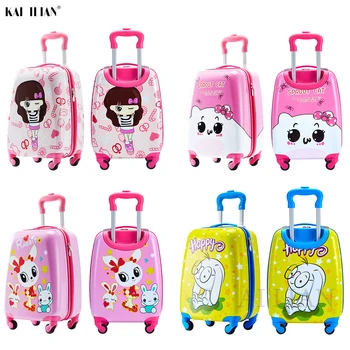 

18 inch Cartoon kids travel suitcase on wheels Cabin carry on Trolley luggage bag Rolling luggage Children's gift