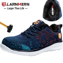 LARNMERN/Мужская Рабочая защитная обувь для зимы со стальным носком; защитная обувь; удобная теплая обувь на меху
