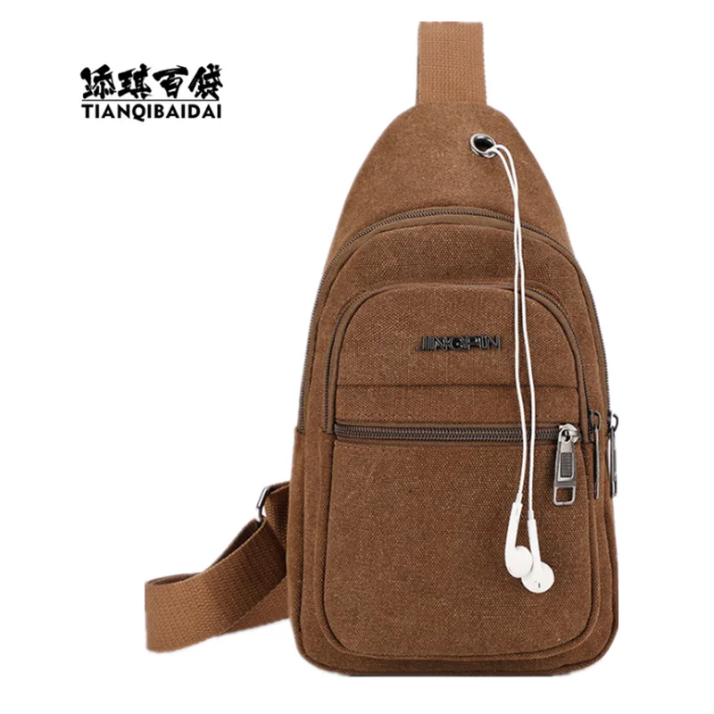 

New Style Canvas Chest Bag Korean-style Men Casual Crossbody Bag Spring And Summer Outdoor Backpack Men's Bag