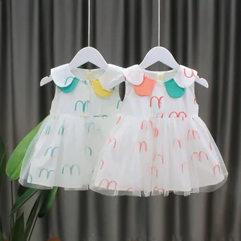 

Baby Girls Clothes Summer Sleeveless Princess Party Dress Newborn Infant Clothing Toddler Kids Mesh Beach Dress Baby Vestidos