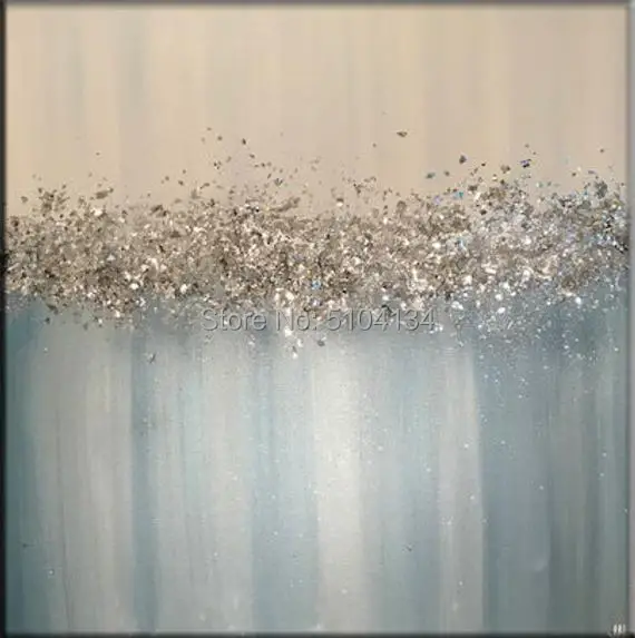 

Large to Huge Abstract Painting Original Texture Modern Sky Light Blue Silver Glitz Foil Metal Glitter White Painting Handmade