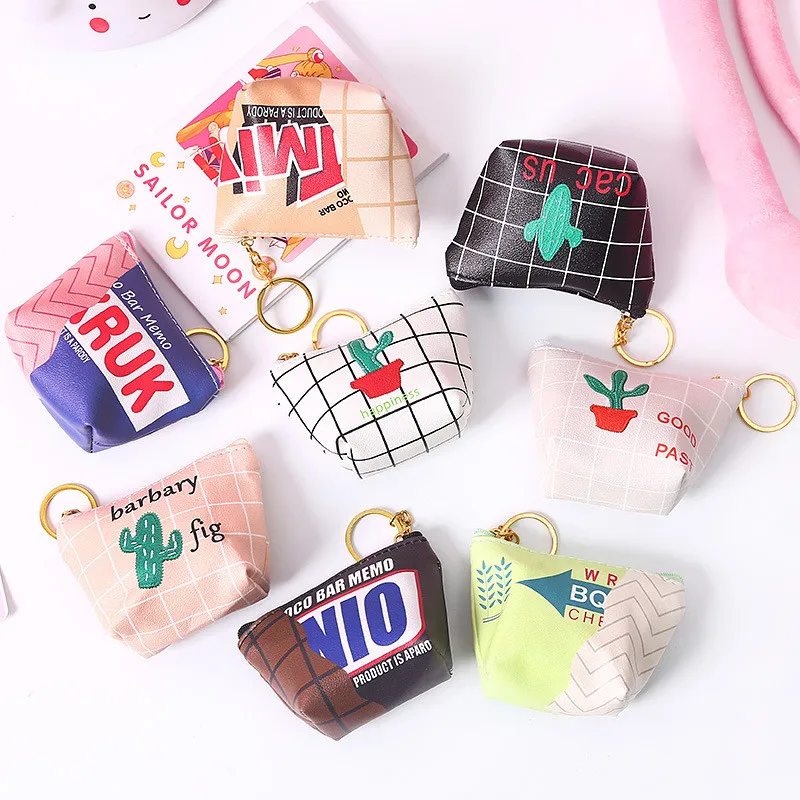 

2019 Fashion Womens Lady Kid Coin Wallet PU Lady Small Mini Coin Pouch Zipper Money Key Earphone Line Coin Holder Purse