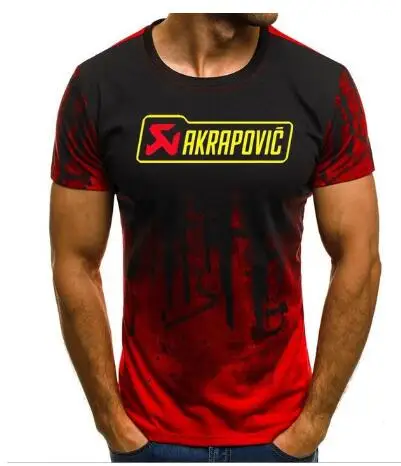 Мужские футболки, мужские футболки с принтом AKRAPOVIC, летние топы с принтом брызг чернил, мужские повседневные футболки с круглым вырезом и коротким рукавом