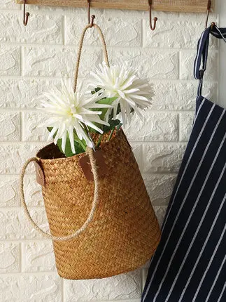 Seagrass Складная корзинка ручной работы декоративный ротанговый цветочный горшок плетеная корзина Декор для дома