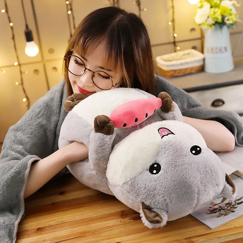Kawaii прожорливый маленький хомяк плюшевая игрушка подушка теплый чехол для рук кондиционер одеяло 3 в 1 дети играть куклы подарок для девочек