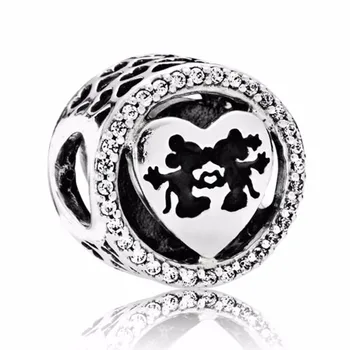 

2018 New 100% Real 925 Sterling Silver Charms Diseny Mickey & Minnie Love Charms Fit Original Bracelet Diy Jewelry