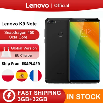 Перейти на Алиэкспресс и купить Глобальная версия смартфона Lenovo K9 Note 3 ГБ 32 ГБ 6 дюймов Восьмиядерный Snapdragon 450, Android 8,1, 16 МП