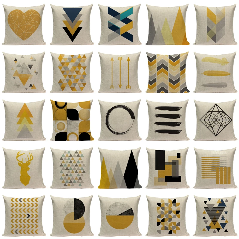 Пользовательские чехлы на диванные подушки, геометрический чехол для подушки Nordic украшения дома высокое качество желтый олень Подушка Чехол для подушки