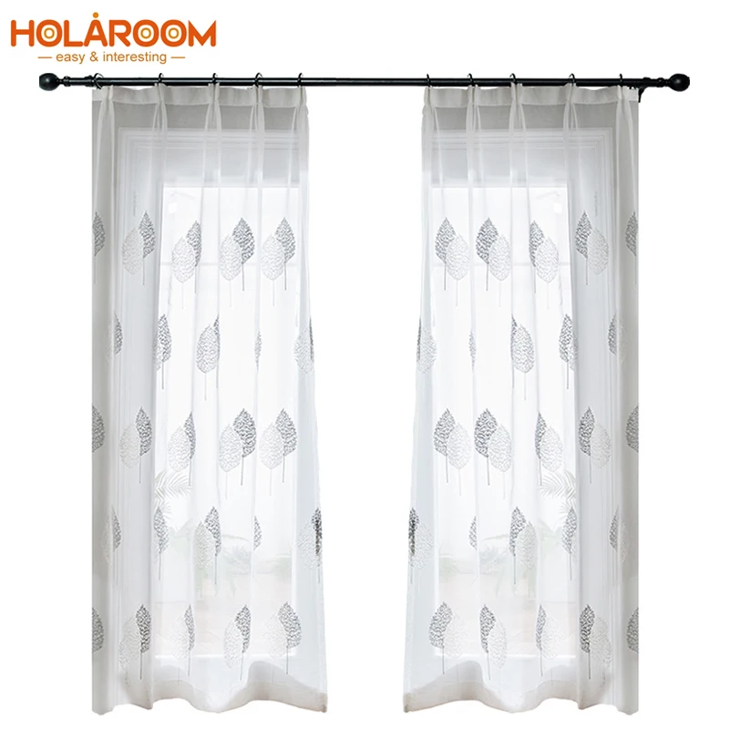 Вышитые тюлевые Оконные Занавески для гостиной спальни занавески с узором