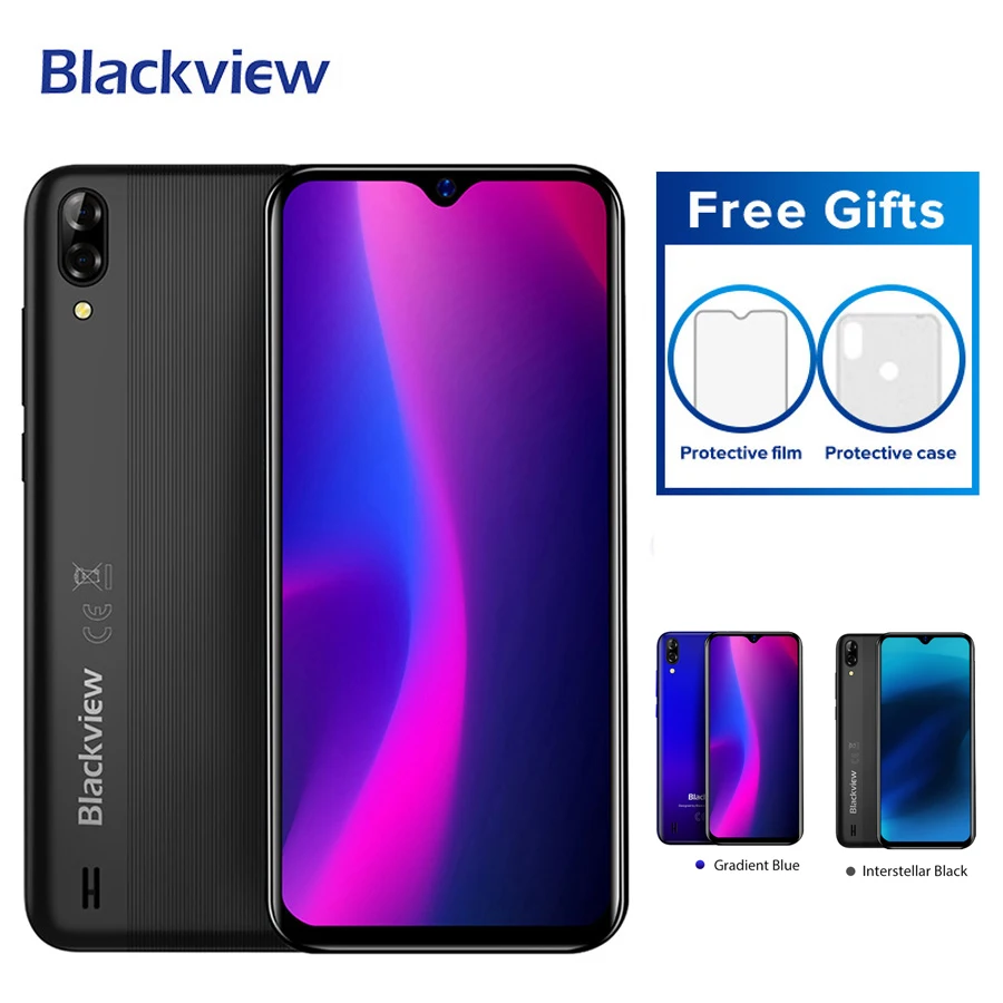 Blackview A60 3g мобильный телефон Android 8,1 смартфон четырехъядерный 4080 мАч мобильный телефон 1 Гб+ 16 Гб 6,1 дюймов 19,2: 9 экран Двойная камера
